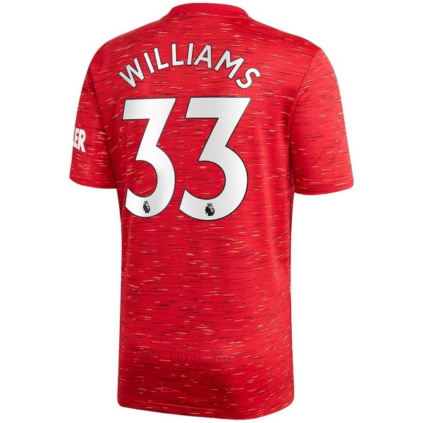 Camiseta Manchester United NO.33 Williams Primera 2020-2021 Rojo